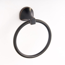 Soporte de anillo de toalla de baño montado en la pared con acabado cepillado negro